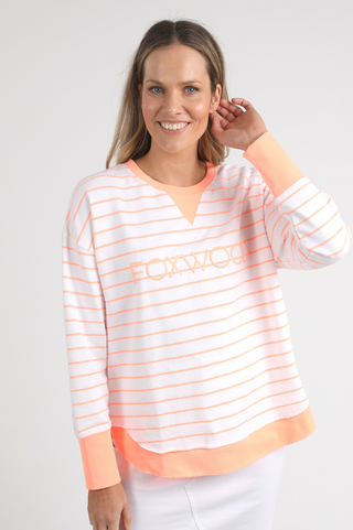 Simplified Striped Sweatshirt - Neon Peach