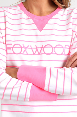 Simplified Striped Sweatshirt - Neon Rose