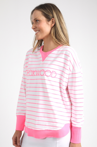 Simplified Striped Sweatshirt - Neon Rose