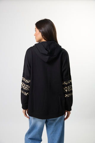 Newport Hoodie - Black Leopard Icon Stripe