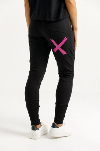 Apartment Pants - Black With Orchid Cross