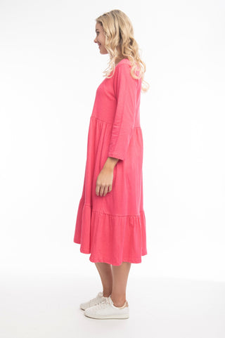 Orientique Vee Neck Essentials Dress - Paradise Pink - 51889 - allaboutagirl