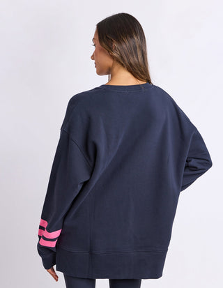 Back view of Foxwood Origin Crew navy with bright pink