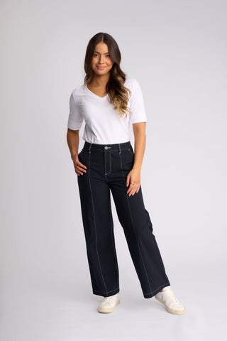 Oslo Wide Leg Ankle Grazer - Ink - 5054 - All About A Girl