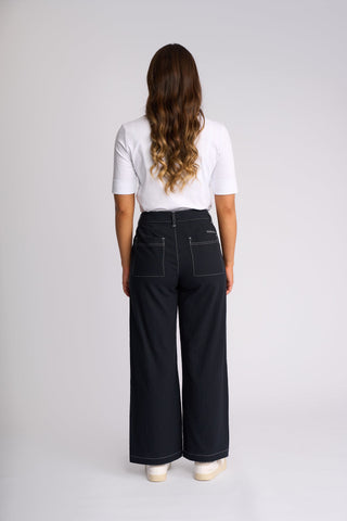 Oslo Wide Leg Ankle Grazer - Ink - 5054 - All About A Girl