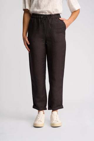 Oxford Slim Leg Grazer Pants - Chocolate - 5016 - All About A Girl