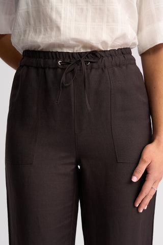 Oxford Slim Leg Grazer Pants - Chocolate - 5016 - All About A Girl