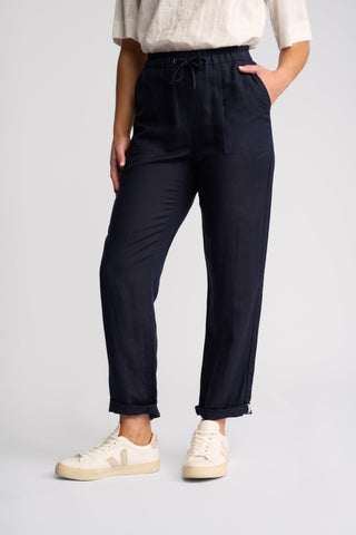 Oxford Slim Leg Grazer Pants - Ink - 5016 - All About A Girl