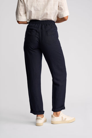 Oxford Slim Leg Grazer Pants - Ink - 5016 - All About A Girl