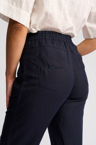 Oxford Slim Leg Grazer Pants - Ink - 5016 - All About A Girl