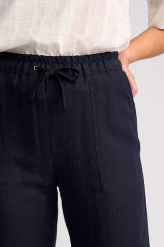 Oxford Slim Leg Grazer Pants - Ink - 5016 - All About A Girl