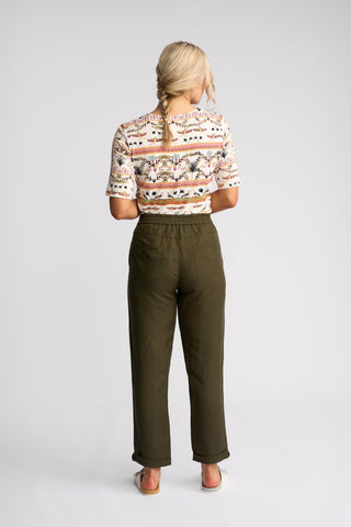 Oxford Slim Leg Grazer Pants - Khaki - 5016 - All About A Girl