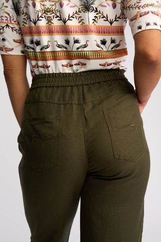 Oxford Slim Leg Grazer Pants - Khaki - 5016 - All About A Girl