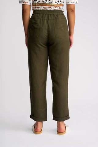 Oxford Slim Leg Grazer Pants - Khaki - 5016 - All About A Girl