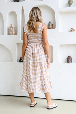 Palapa Checked Sundress - Latte