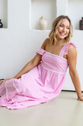 Palapa Checked Sundress - Pink