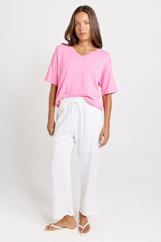 Palm Relax Pants - White-Black Stripe - BB8622-WBS - All About A Girl