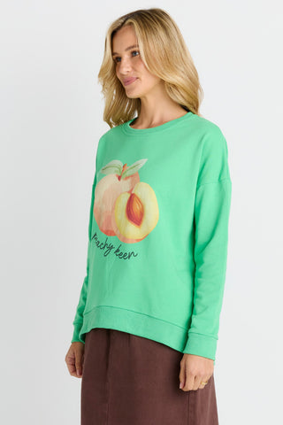 Palma Sweatshirt - Peachy Keen Print Green - BB7090-PEA - All About A Girl