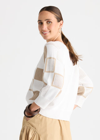 Patch Pointelle Top - White - ZP8817 WHITE - All About A Girl