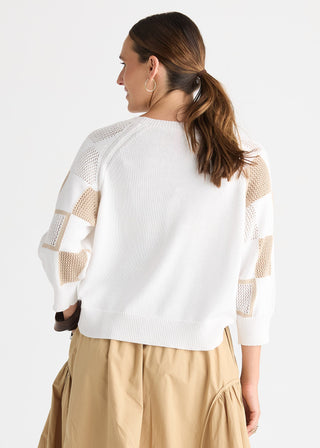Patch Pointelle Top - White - ZP8817 WHITE - All About A Girl