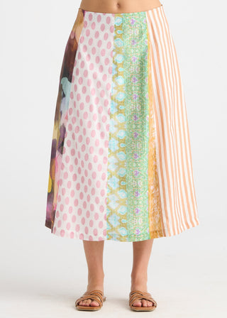 Pattern Clash Skirt - Jumble Panel - ZP8842 - All About A Girl