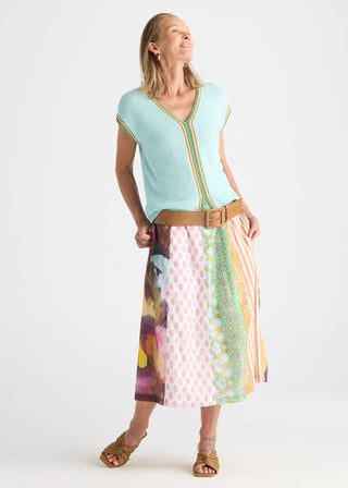 Pattern Clash Skirt - Jumble Panel - ZP8842 - All About A Girl