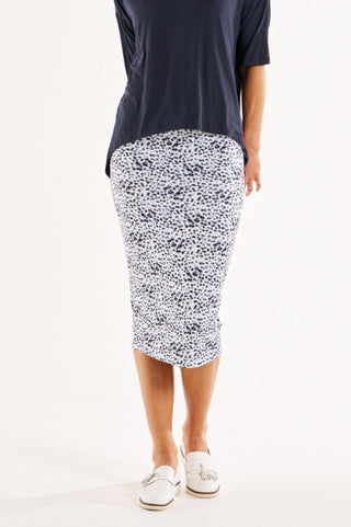 Penelope Reversable Skirt - Petrol/Snow Leopard - BB5047 - allaboutagirl