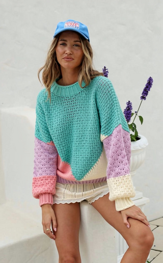 Penelope Knit - Green/Lilac/Pink