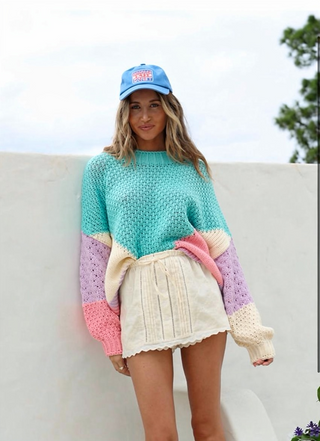 Penelope Knit - Green/Lilac/Pink
