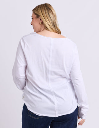 Pima Long Sleeved Vee Neck Tee - White - 81X4623.WHT - All About A Girl