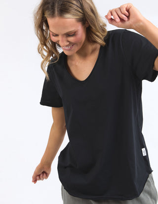 Pima Vee Tee Shirt - Black - 81X4476.BLK - All About A Girl