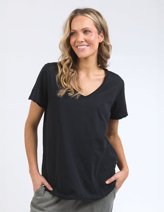 Pima Vee Tee Shirt - Black - 81X4476.BLK - All About A Girl