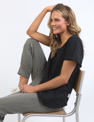 Pima Vee Tee Shirt - Black - 81X4476.BLK - All About A Girl