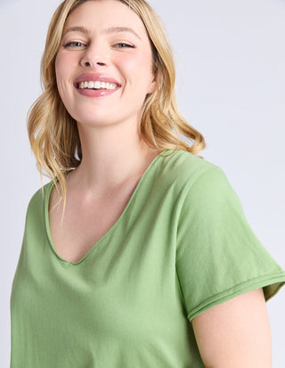 Pima Vee Tee Shirt - Forest Green - 81X4476.FRST - All About A Girl