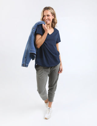 Pima Vee Tee Shirt - Navy - 81X4476.NAVY - All About A Girl