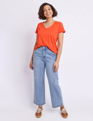 Pima Vee Tee Shirt - Tangelo - 81X4476.TANG - All About A Girl