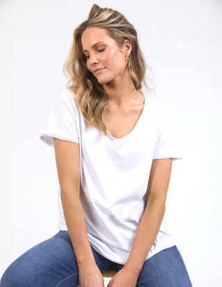Pima Vee Tee Shirt - White - 81X4476.WHT - All About A Girl
