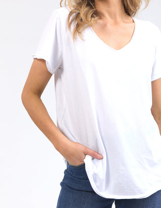 Pima Vee Tee Shirt - White - 81X4476.WHT - All About A Girl