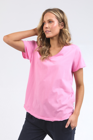 Pima Vee Tee Shirt - Strawberry Pink