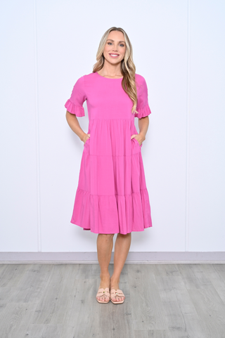 Frilled Dress - Hot Pink