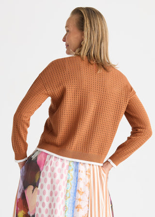 Pointelle Zip Cardigan - Toffee - ZP8809 - All About A Girl