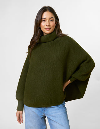 Polo Neck Poncho - Army
