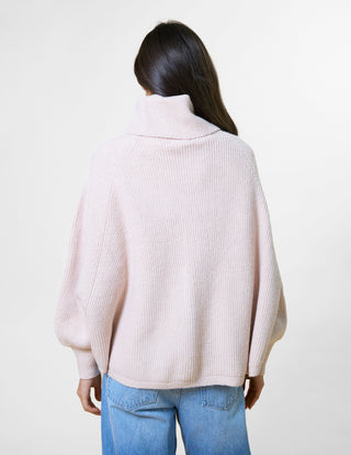 Polo Neck Poncho - Blush