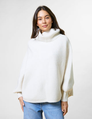 Polo Neck Poncho - Vanilla
