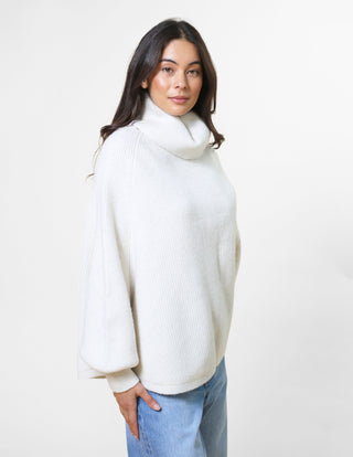Polo Neck Poncho - Vanilla