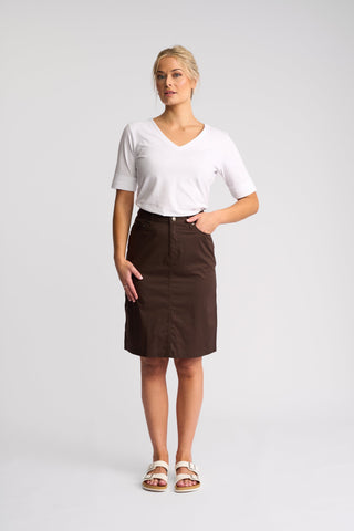 Poppy Poplin Skirt - Chocolate - 372AVP - All About A Girl