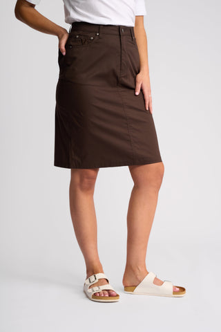 Poppy Poplin Skirt - Chocolate - 372AVP - All About A Girl