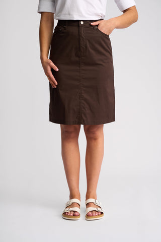Poppy Poplin Skirt - Chocolate - 372AVP - All About A Girl