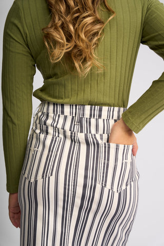 Poppy Skirt - Multi Stripe Denim - 372AV - All About A Girl