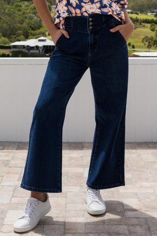 PQ Collection Wide Leg Jeans - Dark Denim - allaboutagirl